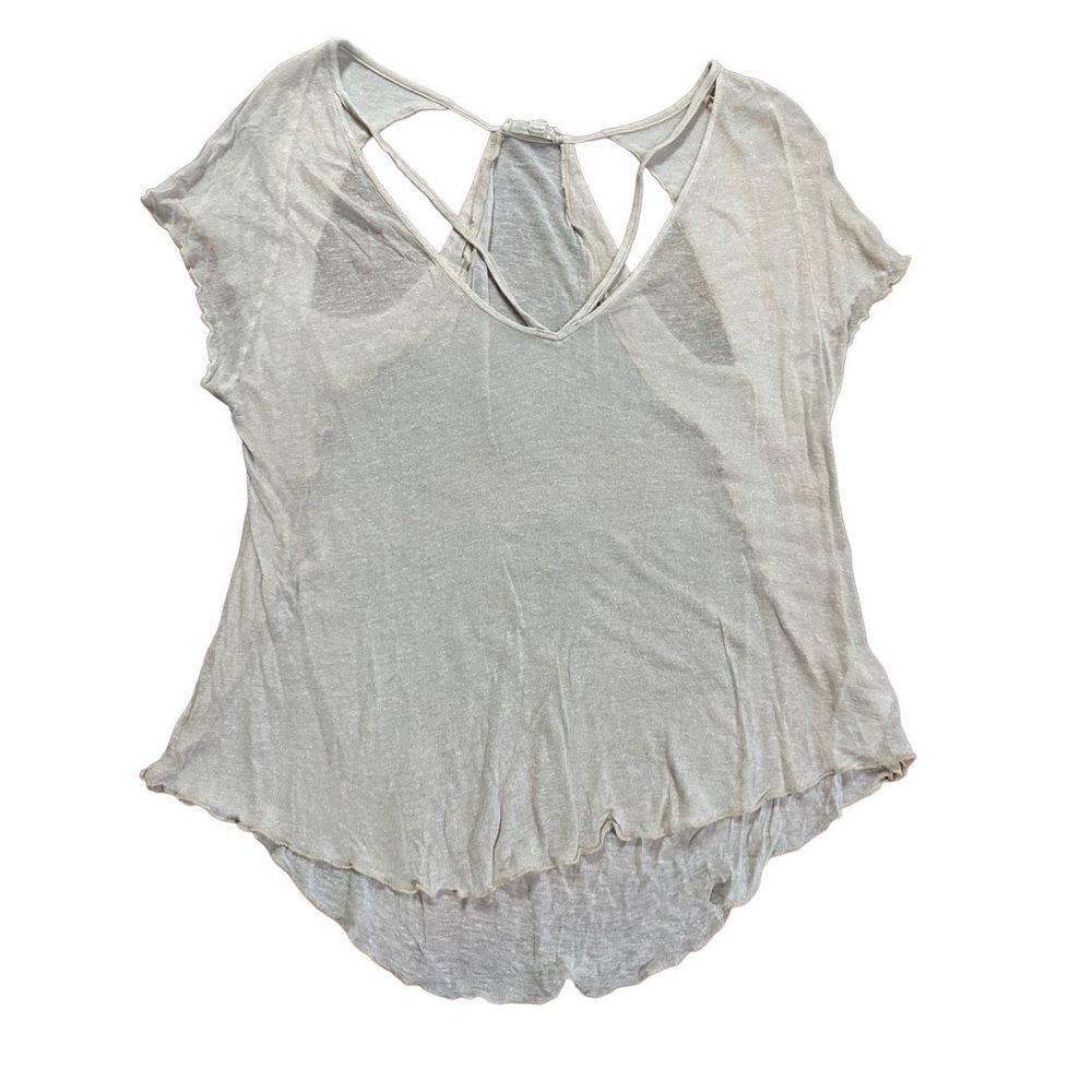 Silence + Noise sheer lightweight ivory shimmer top large